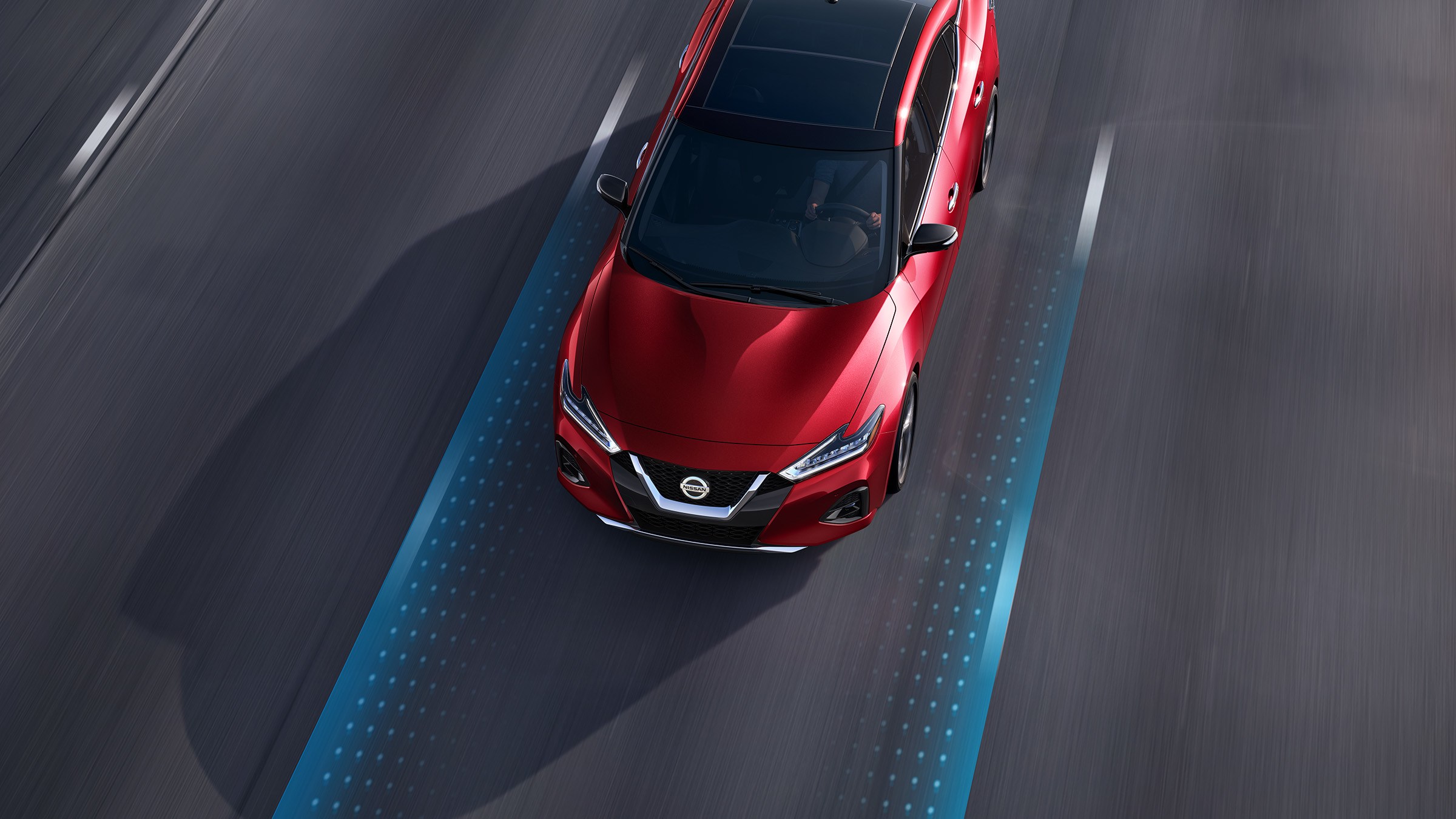 Red Nissan Maxima Intelligent Lane Intervention